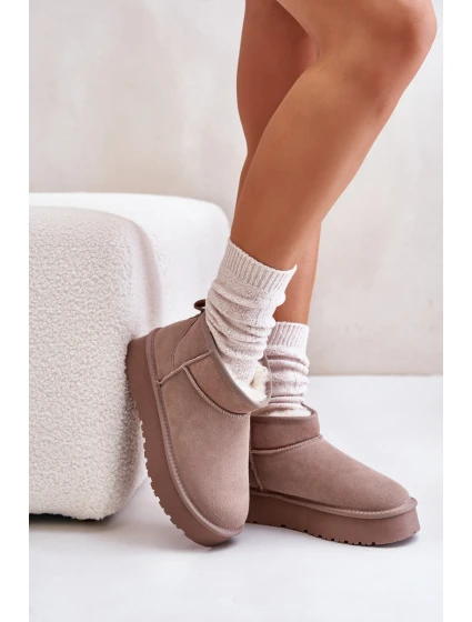 Moderní nízké zimní boty z semiše v khaki Nucca