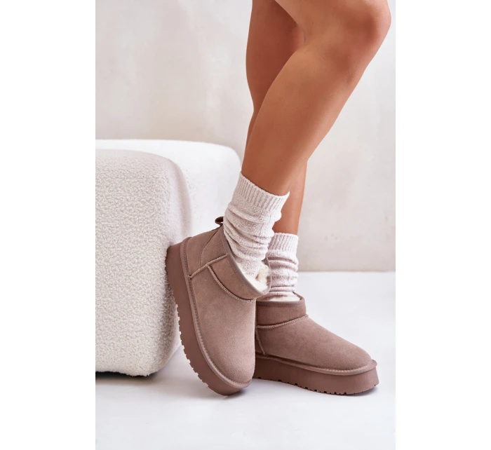 Moderní nízké zimní boty z semiše v khaki Nucca