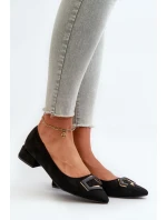 Lodě Boty Na Nízkém Podpatku S Ozdobou Eko Semišové S.Barski KV27-034 Černé