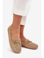 Dámské mokasíny s perforovaným vzorem a šněrováním Khaki Mirisa