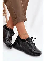 Kožené dámské polobotky na platformě model 22100881 Černé - VINCEZA