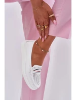 Dámské kožené mokasíny model 21834417 – bílé - Kesi