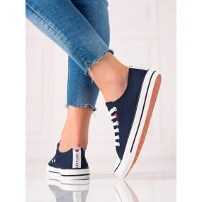 Jedinečné dámské  tenisky modré bez podpatku