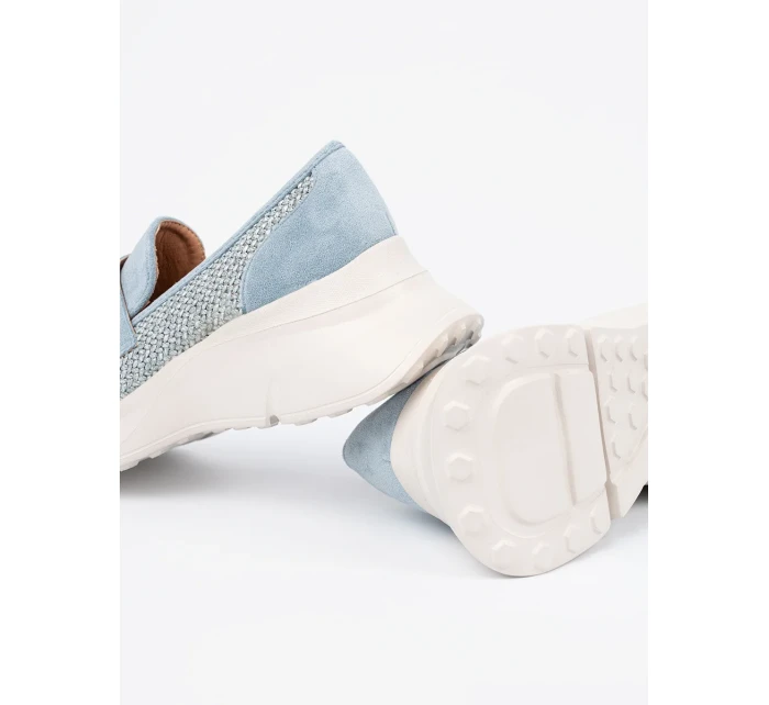 Výborné  polobotky dámské modré platforma