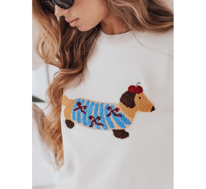 Dámský svetr CHICPAWS cream cream dog applique FashionStreet MY2542