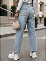 Dámské džíny balonového střihu s odřením modré FashionStreet UY2980