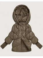 Dámská bunda s pletenými manžetami, oversize, béžová (B6078-12) Dámská bunda s pletenými manžetami, oversize, béžová (B6078-12)