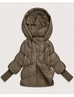 Dámská bunda s pletenými manžetami, oversize, béžová (B6078-12) Dámská bunda s pletenými manžetami, oversize, béžová (B6078-12)