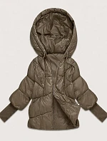 Dámská bunda s pletenými manžetami, oversize, béžová (B6078-12)