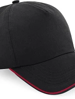 Beechfield B 25C 5 panelová kšiltovka "Authentic Piped Peak" 53.025C black/classic red