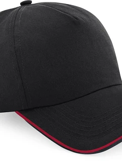 Beechfield B 25C 5 panelová kšiltovka "Authentic Piped Peak" 53.025C black/classic red