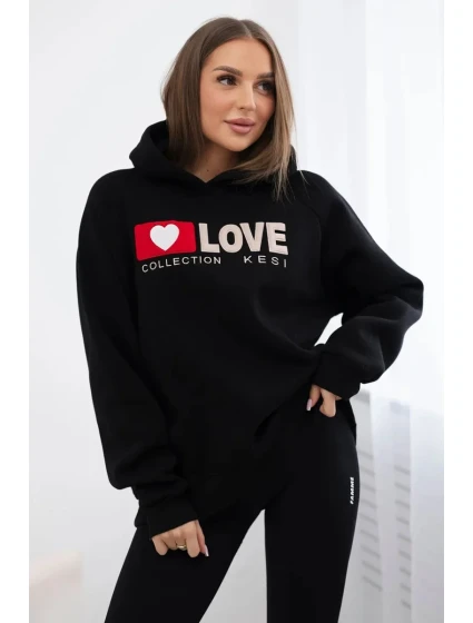 Zateplená bavlněná mikina s kapucí černý