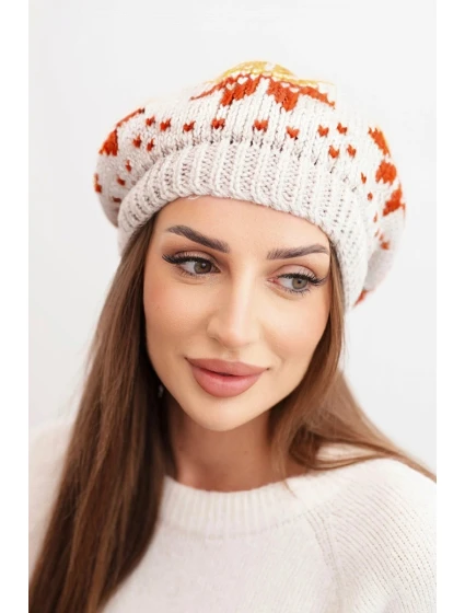 Dámská zimní čepice vlněná s krystaly a vzorem model 21859297 mocca - K-Fashion