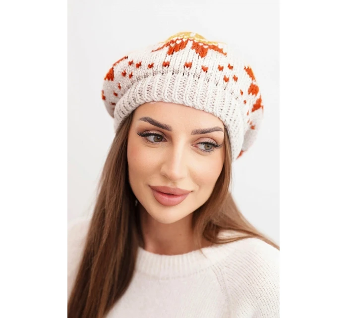 Dámská zimní čepice vlněná s krystaly a vzorem model 21859297 mocca - K-Fashion