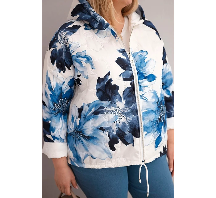 Dámská jarní bunda Plus Size s květinovým vzorem granátová