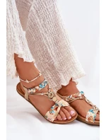 Dámské Ploché Sandály S Pásky A Ozdobou  Zlaté model 21693407 - Artiker
