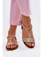 Dámské Plátěné Sandály S Pásky S.Barski KV51-120 Růžové Zlato Dámské Plátěné Sandály S Pásky S.Barski KV51-120 Růžové Zlato