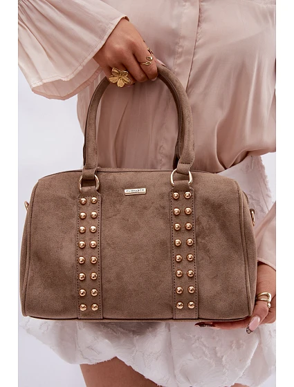 kabelka s zlatými sponami tmavě béžová model 22111546 - Flora&Co