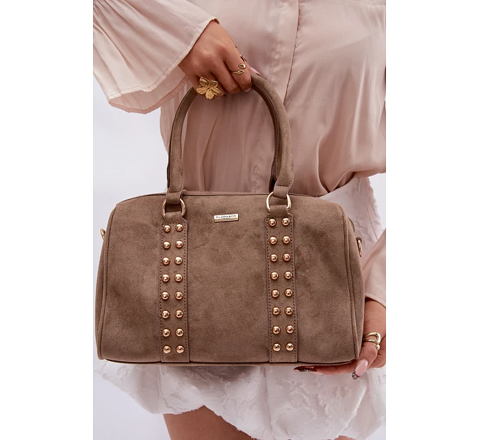 kabelka s zlatými sponami tmavě béžová model 22111546 - Flora&Co