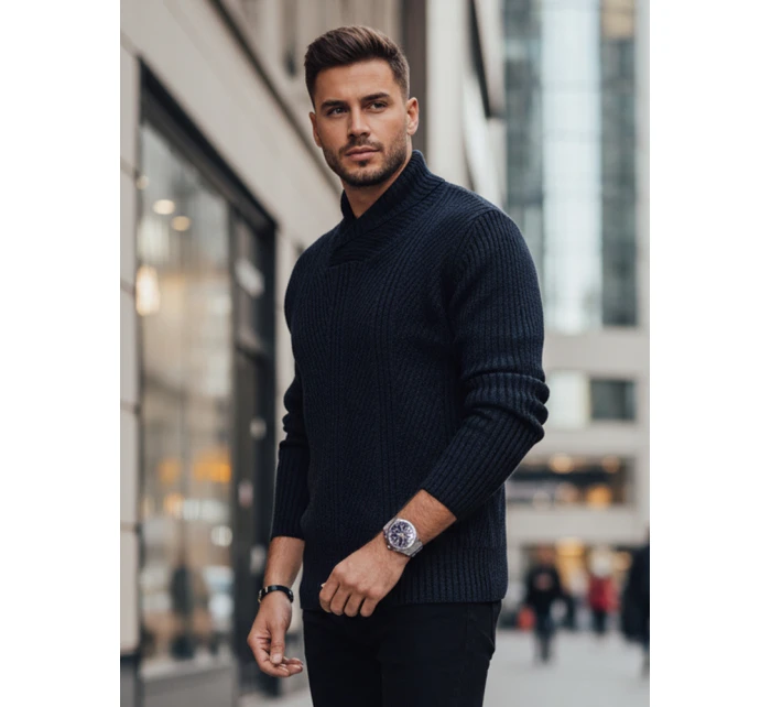 Pánský tmavě modrý svetr FashionStreet WX2257z Pánský tmavě modrý svetr FashionStreet WX2257z