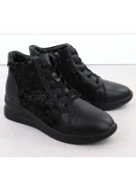 Dámské květované kožené boty na černé model 21905415 - FILIPPO