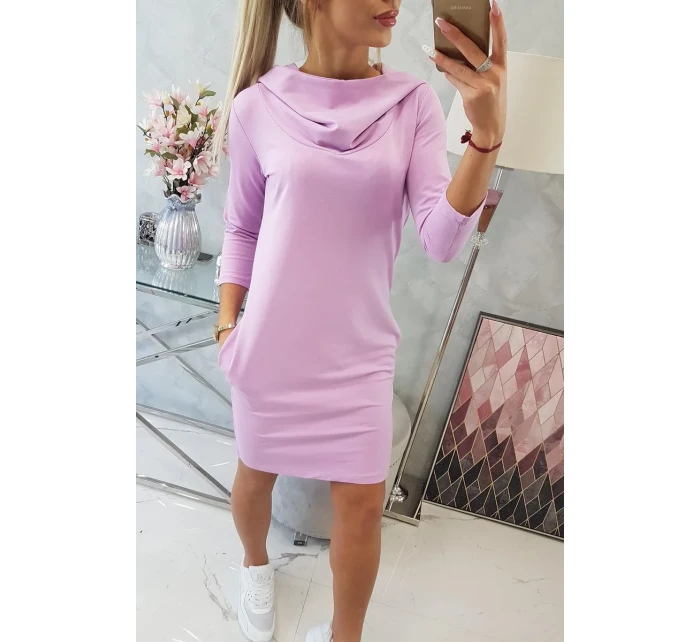 Šaty s kapucí a kapsami fialové