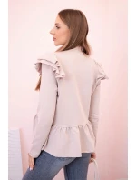 Dámský přehoz s volánky a stojáčkem béžový