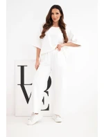 Dámský komplet z model 22014187 mikina a široké kalhoty ecru - K-Fashion