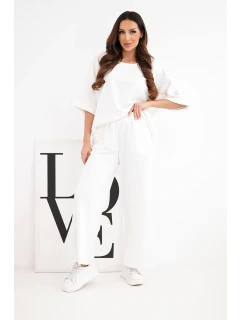 Dámský komplet z model 22014187 mikina a široké kalhoty ecru - K-Fashion