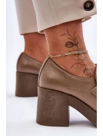 Kůže Polobotky Na Sloupku S Ozdobou Tmavě Béžové model 21630024 - Boto