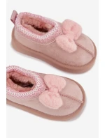 Dětské sněhule s výšivkou a mašličkou Daven – růžové Dětské sněhule s výšivkou a mašličkou Daven – růžové