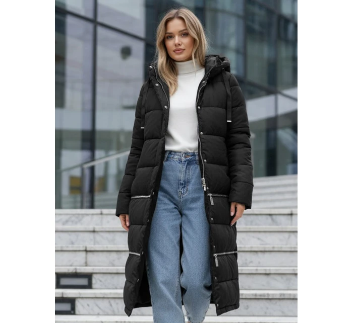 Dámská dlouhá zimní bunda černá model 21991775 - Dstreet Dámská dlouhá zimní bunda černá model 21991775 - Dstreet