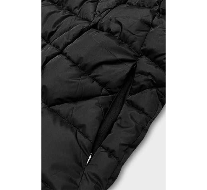 Dlouhá černá dámská zimní bunda s kapucí (MY043)