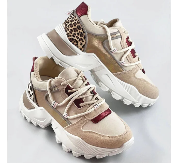 Béžové dámské sportovní boty se zvířecím motivem (VIVI1038)