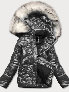 Černá krátká dámská zimní károvaná bunda (16m9052-392)