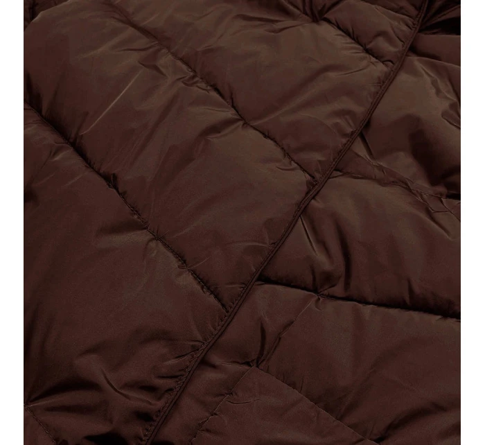 Dlouhá hnědá dámská zimní bunda model 21246315 - LHD