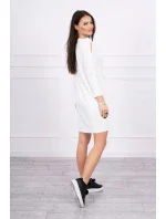 Šaty s 3D grafikou, krajka v barvě ecru