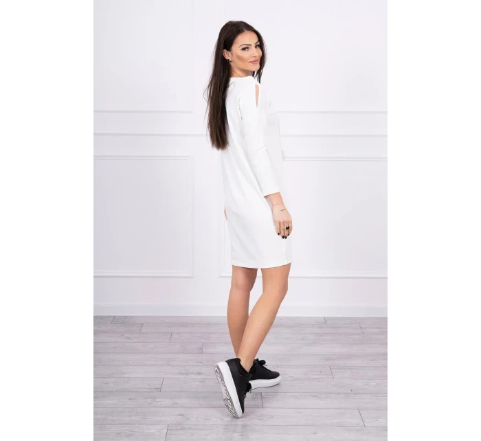 Šaty s 3D grafikou, krajka v barvě ecru