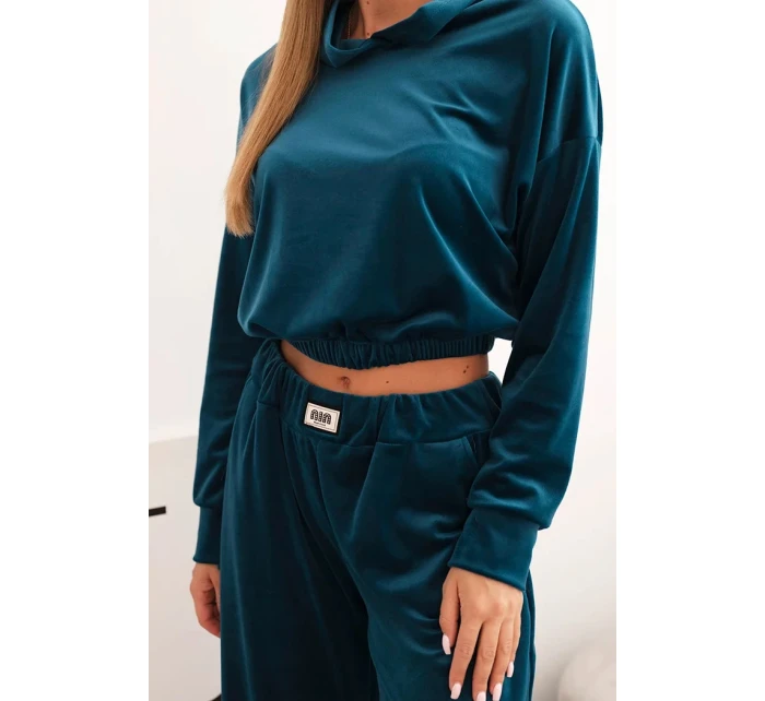 Dámská souprava z veluru s širokými nohavicemi a mikinou s kapucí model 21232345 - K-Fashion Dámská souprava z veluru s širokými nohavicemi a mikinou s kapucí model 21232345 - K-Fashion