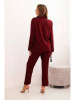 Dámský komplet s viskózou s ozdobami a elastickými kalhotami bordový Dámský komplet s viskózou s ozdobami a elastickými kalhotami bordový