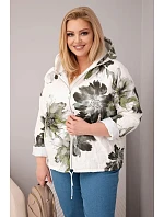 Jarní dámská bunda Plus Size s květinovým vzorem khaki