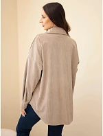 Dámská košile oversize z model 22550906 z kapsami a dlouhým rukávem bavlněná camelová - K-Fashion Dámská košile oversize z model 22550906 z kapsami a dlouhým rukávem bavlněná camelová - K-Fashion