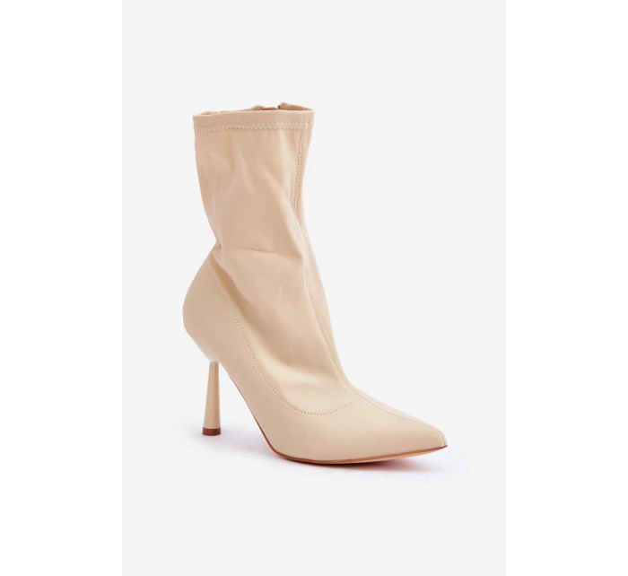 Boty Na Podpatku Světle Béžové model 21681123 - Boto