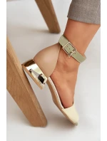 Kožené sandály na podpatku béžové model 21682642 - Laura Messi