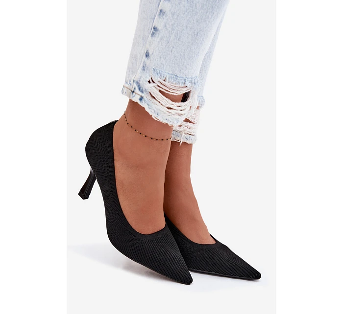 Materiálové Podpatky Lodičky Černé model 22102879 - Boto Materiálové Podpatky Lodičky Černé model 22102879 - Boto