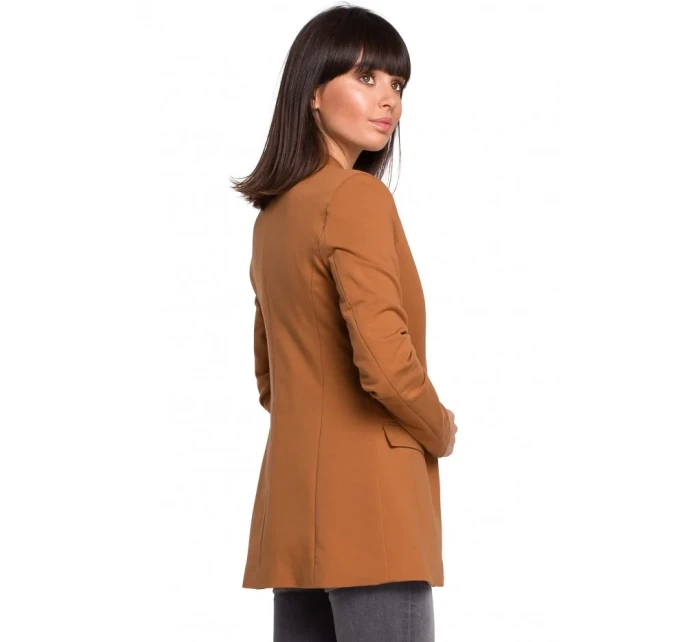 B102 Otevřené sako z bavlněné příze - karamelové B102 Otevřené sako z bavlněné příze - karamelové