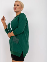 Tmavě zelená mikinová tunika plus size pro běžné nošení Sylviane