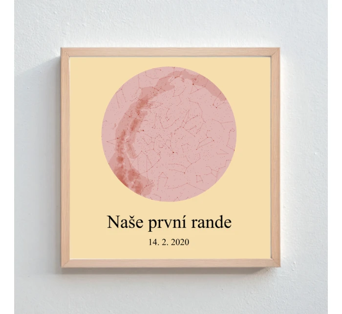 Personalizovaný plakát v rámu - čtverec 20x20 - hvězdná mapa
