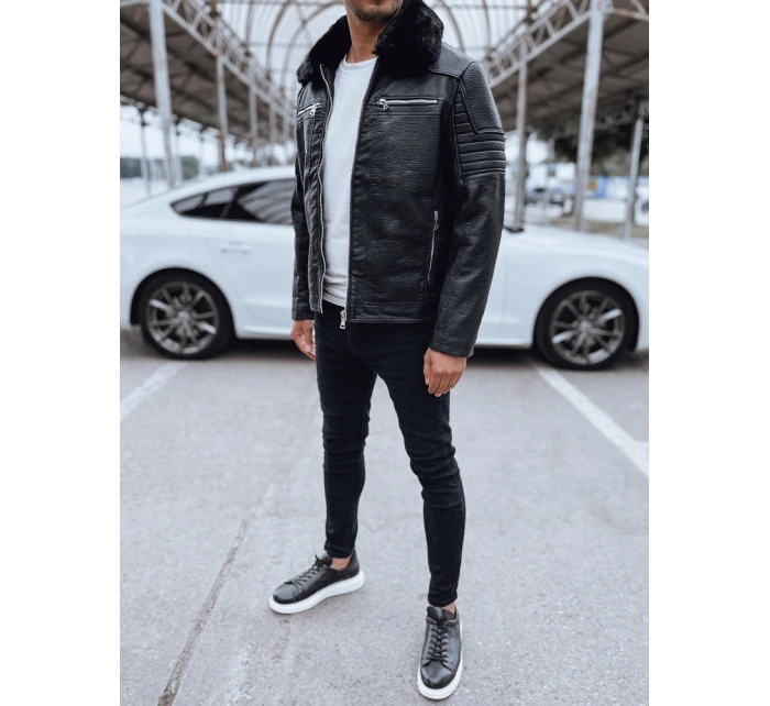 Pánská kožená bunda černá FashionStreet TX4710 Pánská kožená bunda černá FashionStreet TX4710