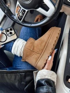 Dámské sněhule na platformě camel Dstreet model 21981829 - FashionStreet